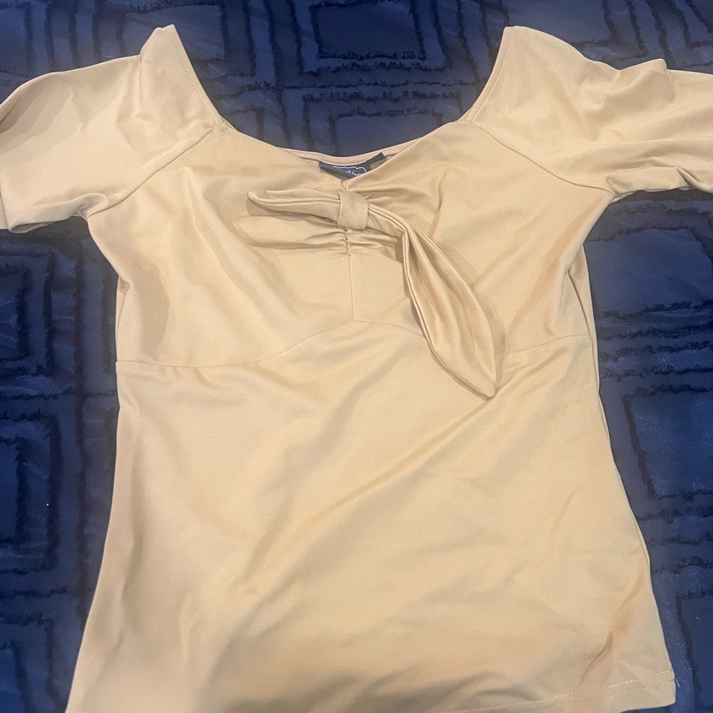 Voodoo Vixen Cream Top with Bow Detail